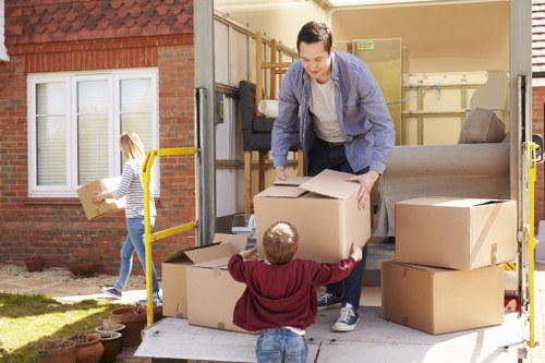 Professional packing materials and labeled moving boxes for a South Lambeth home