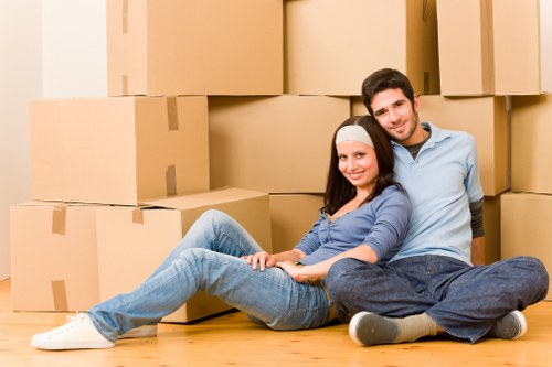 Packed boxes ready for a South Lambeth flat relocation